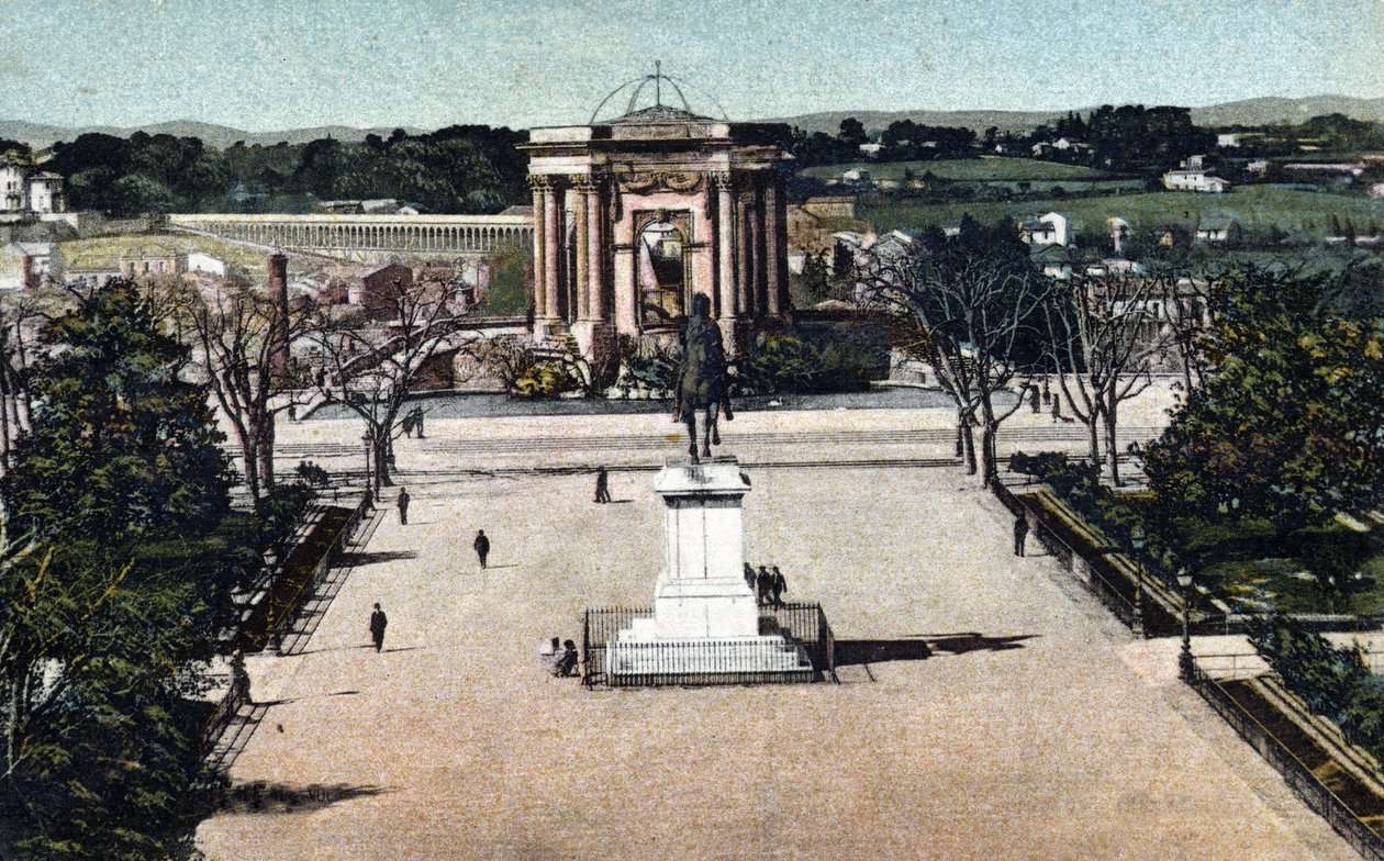 Näkymä Promenade du Peyroulle Montpellierissä, Herault 1910 yksityiskokoelmasta tekijältä Unknown photographer