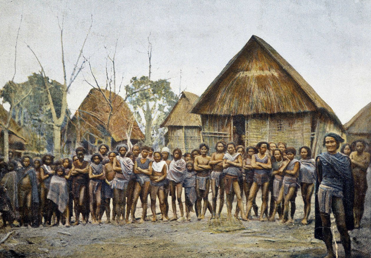 Moin kylä ja Kontain asukkaat, Annam, n. 1895, "" Maailman ympäri", 1800-luvun loppu. tekijältä Unknown photographer