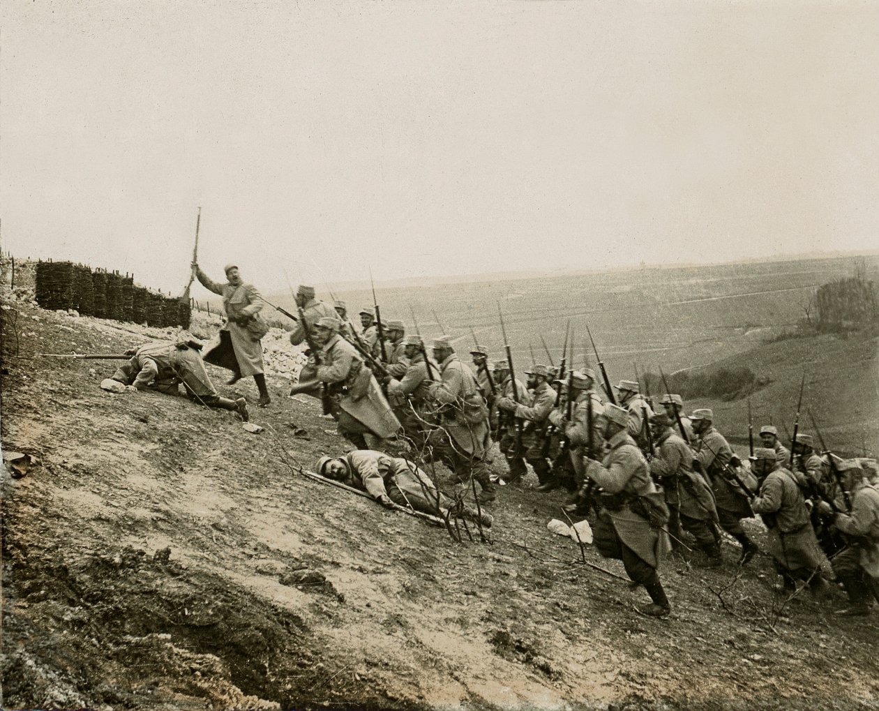 Sota 14-18 (1914-1918) - Propaganda - Vuonna 1914 toimitettu valokuvakuvallinen stereoskooppinen lasilevy LSU (L.S.U. La Stereoscopie Universelle): Notre-Dame de Loretten suuren kannaksen poistaminen (Ablain-Saint-Nazairen kunta - Ablain Saint Nazaire, Pas tekijältä Unknown photographer
