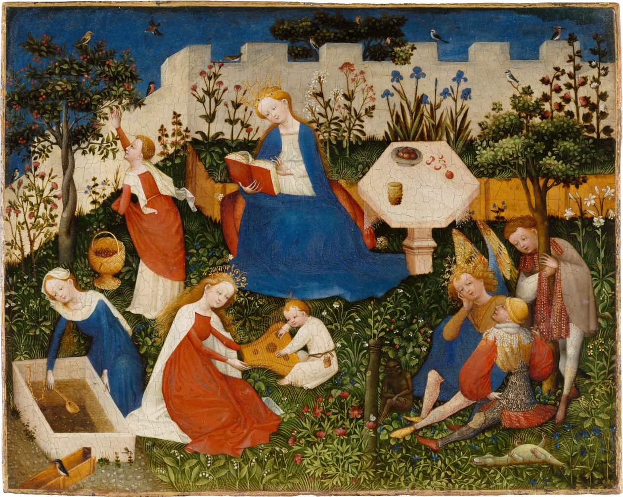 Pieni paratiisin puutarha, n. 1410-1420 (sekoitettu media tammella) tekijältä Upper Rheinish Master