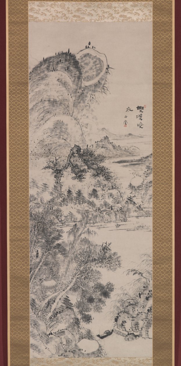 Tyhjä lautta erämaan risteyksessä, n. 1800 (muste paperille) tekijältä Uragami Gyokudo