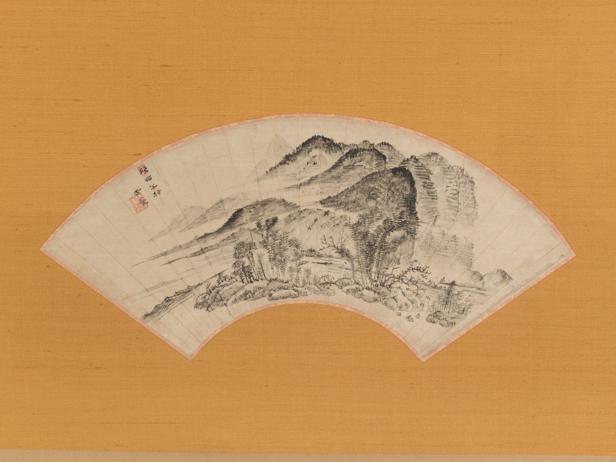 Viipyvä sade puoli kylää, n. 1815-20. tekijältä Uragami Gyokudo