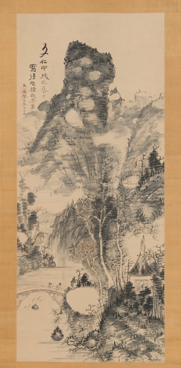 Maalaissillalla, kantoi sitraa Yakyo hokin zu, 1814. tekijältä Uragami Gyokudo