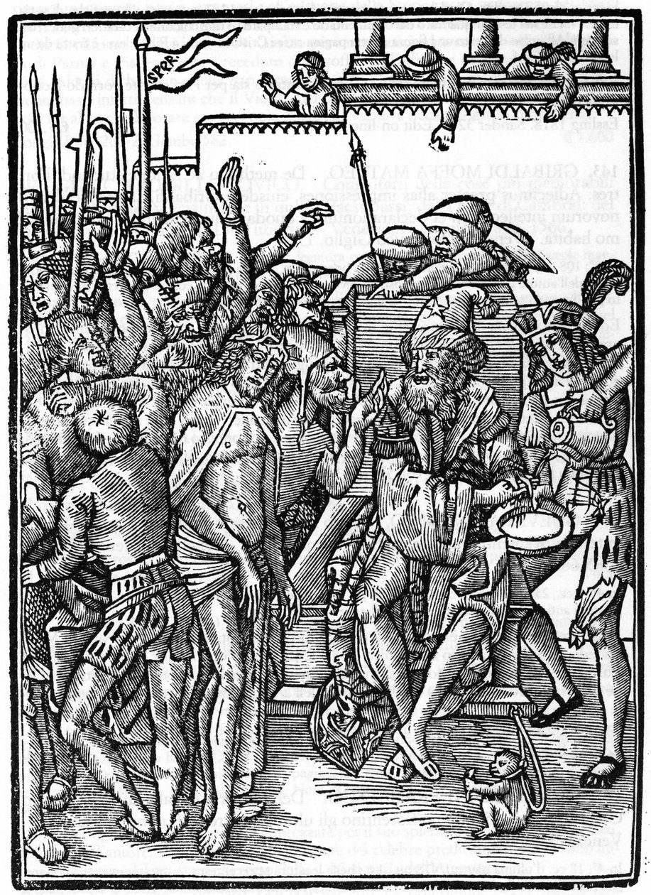Kristus Pontius Pilatuksen edessä (Pontius Pilatius). Urs Grafin ksylografia vuodelta 1514. Yksityinen kokoelma. Milano. tekijältä Urs  Graf