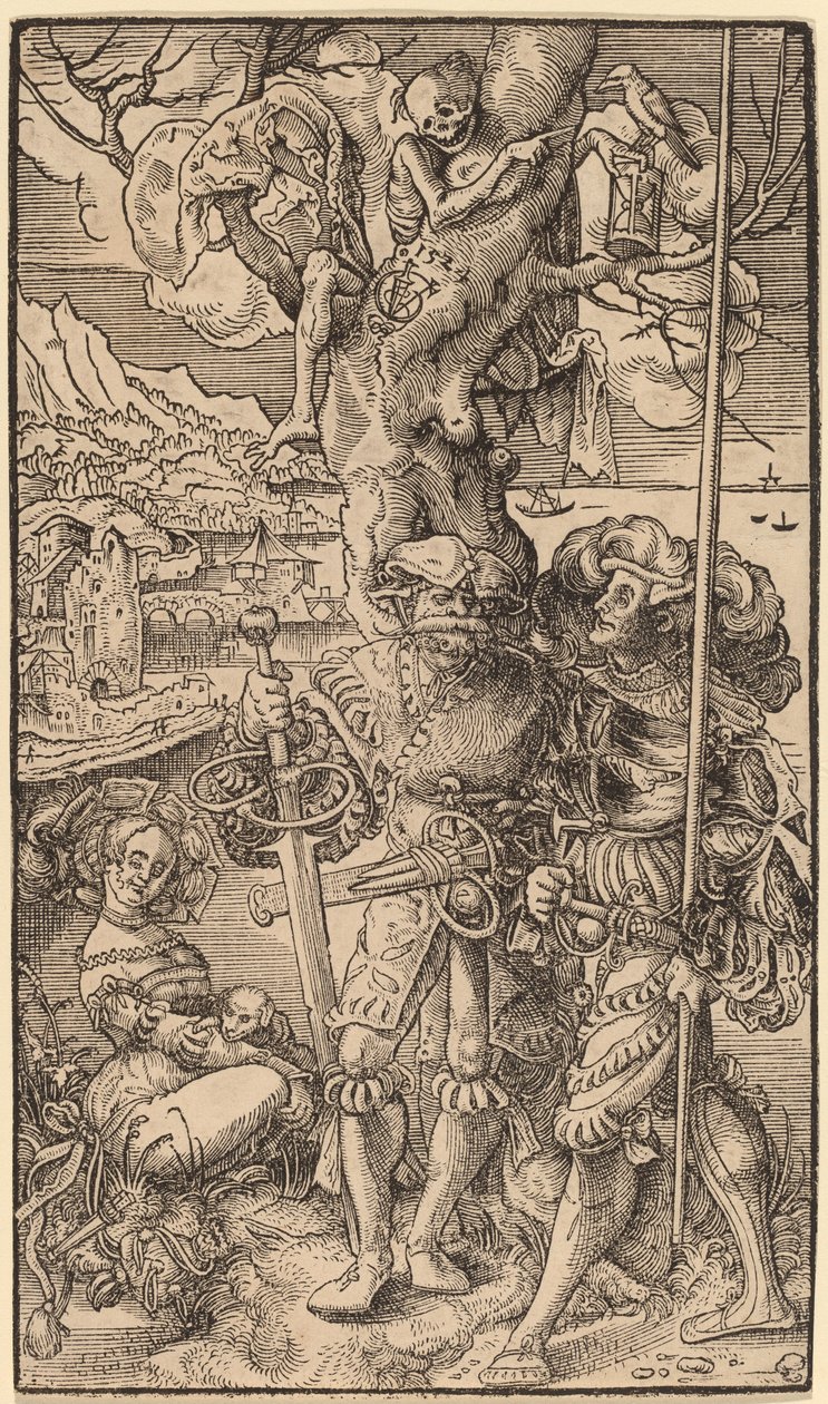 Kaksi palkkasoturia ja nainen, 1524. tekijältä Urs Graf