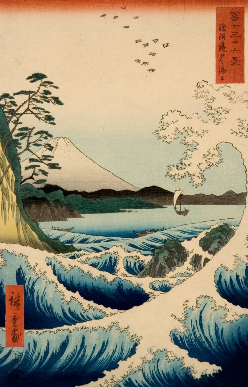Sea at Satta, Suruga Province, sarjasta Kolmekymmentäkuusi näkymää Fuji-vuorelle tekijältä Utagawa Hiroshige