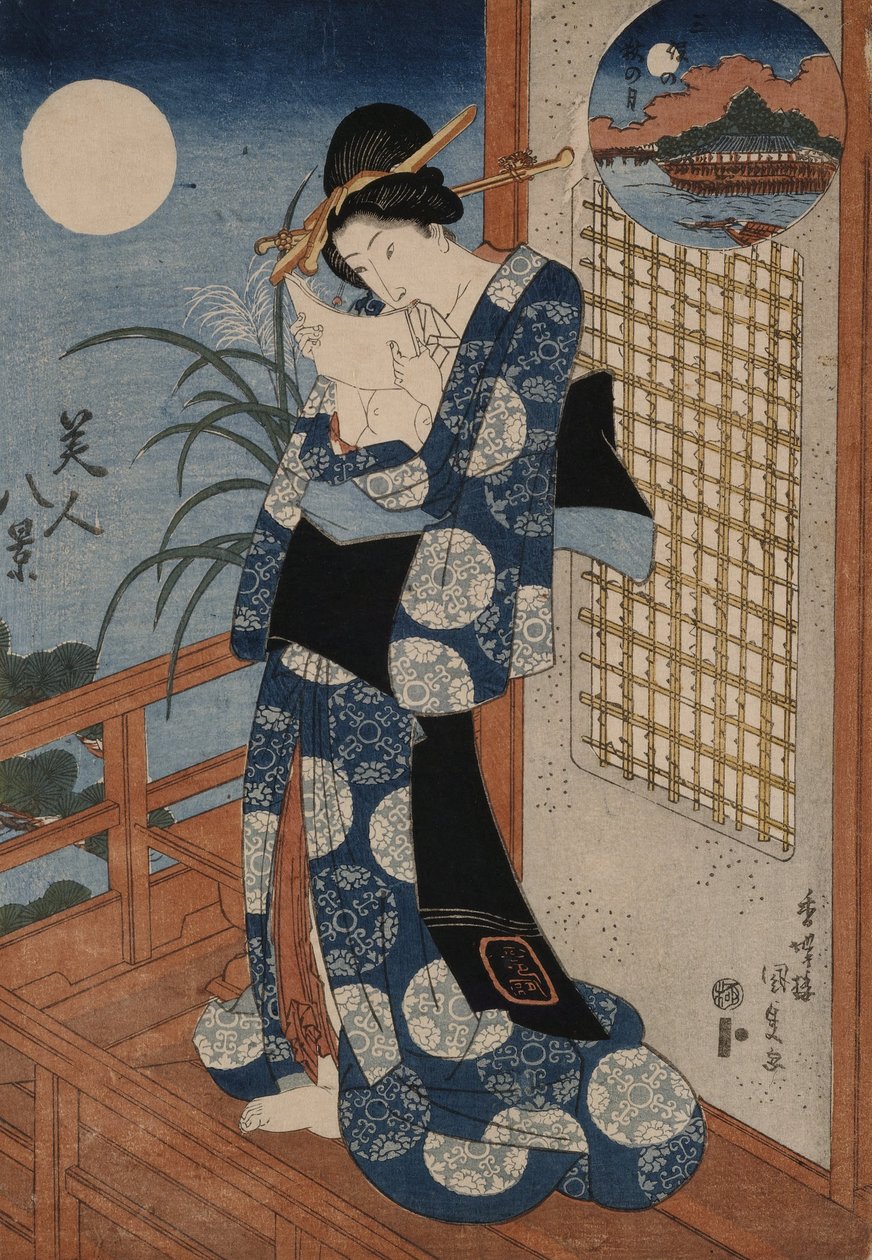 Syksyn kuu Mihon yllä tekijältä Utagawa Kunisada