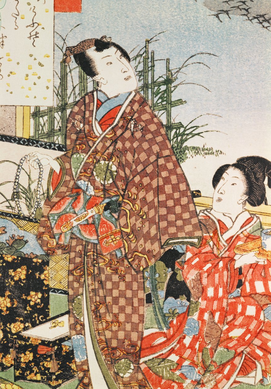 Kuvitus teoksesta "The Tale of Genji" (värillinen puupainatus) tekijältä Utagawa Kunisada