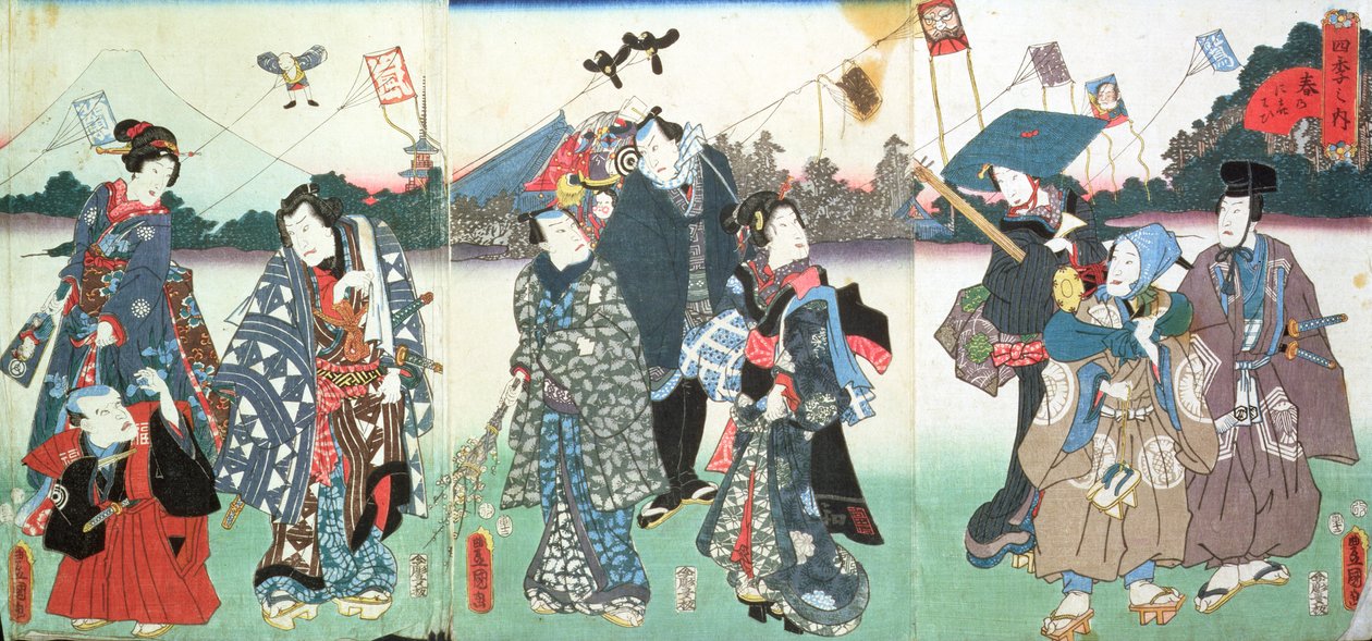 uudenvuoden festivaali, tekijältä Utagawa Kunisada