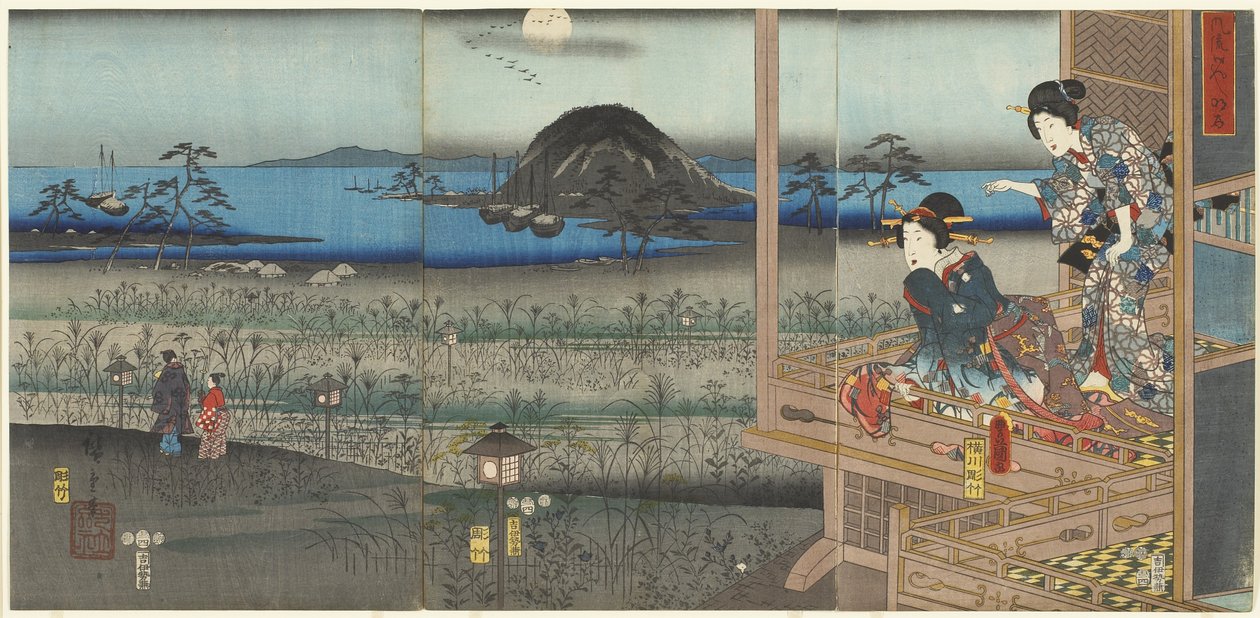 Akashin kohtaus, huhtikuu 1853 tekijältä Utagawa Kunisada