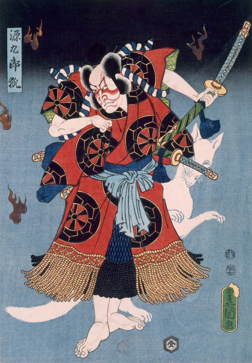 The Warrior (värillinen puupalikkaprintti) tekijältä Utagawa Kunisada