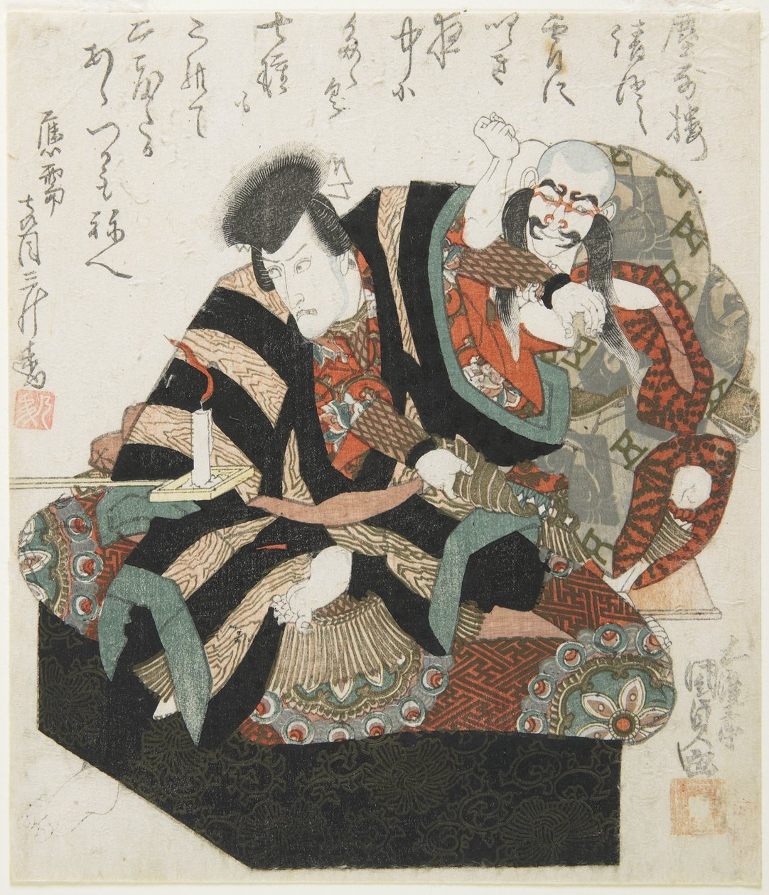 Kaksi näyttelijää Kabuki-näytelmästä, 1800-luvun puoliväli tekijältä Utagawa Kunisada