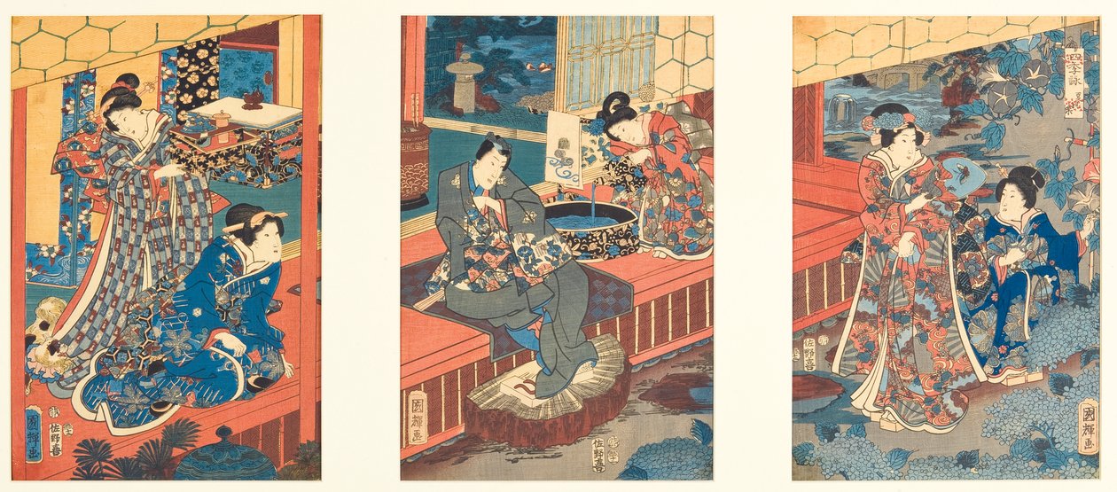 Woman y f sutsume r (kesähuvi), 1853 (DBock) tekijältä Utagawa Kuniteru