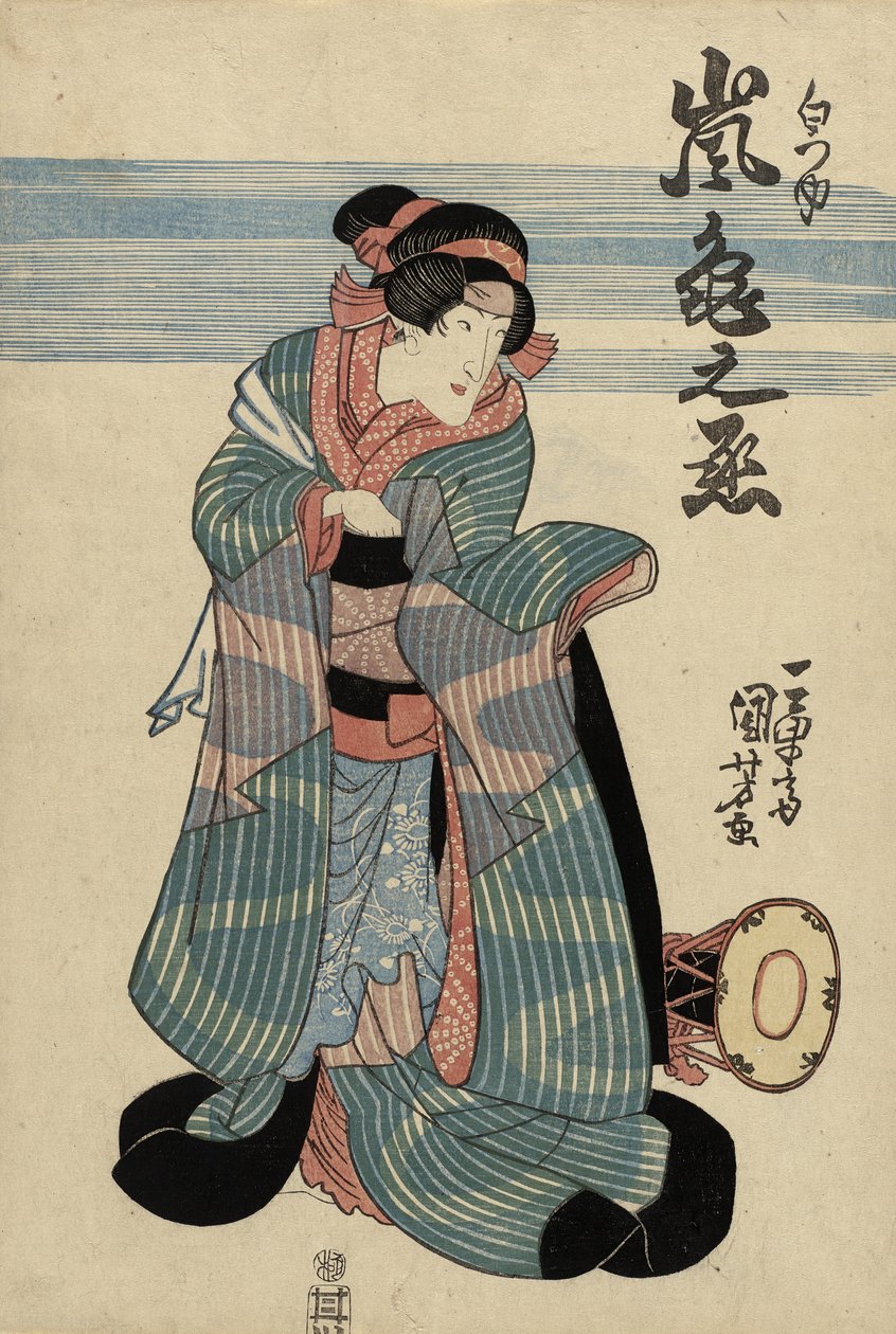 Näyttelijä Arashi Kamenojo II Shiratsuyuna, noin 1840 (värillinen puupiirros). tekijältä Utagawa Kuniyoshi