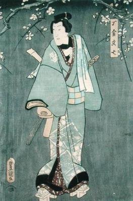 Yksityiskohta hahmosta 1 elokuvasta "Viisi hahmoa Toyokunin näytelmästä" (katso myös 157884 tekijältä Utagawa Kunisada