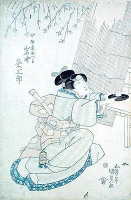Iwai Kumesaturo hahmona Date Otsura, Tea House Girl (puukiviprintti) tekijältä Utagawa Kunisada