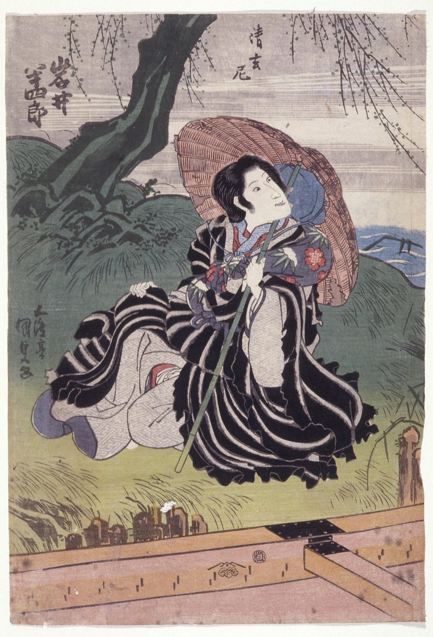 Iwai Hanshir? Nunna Seigenin roolissa (värillinen puupalikkaprintti) tekijältä Utagawa (1786 1865) Kunisada