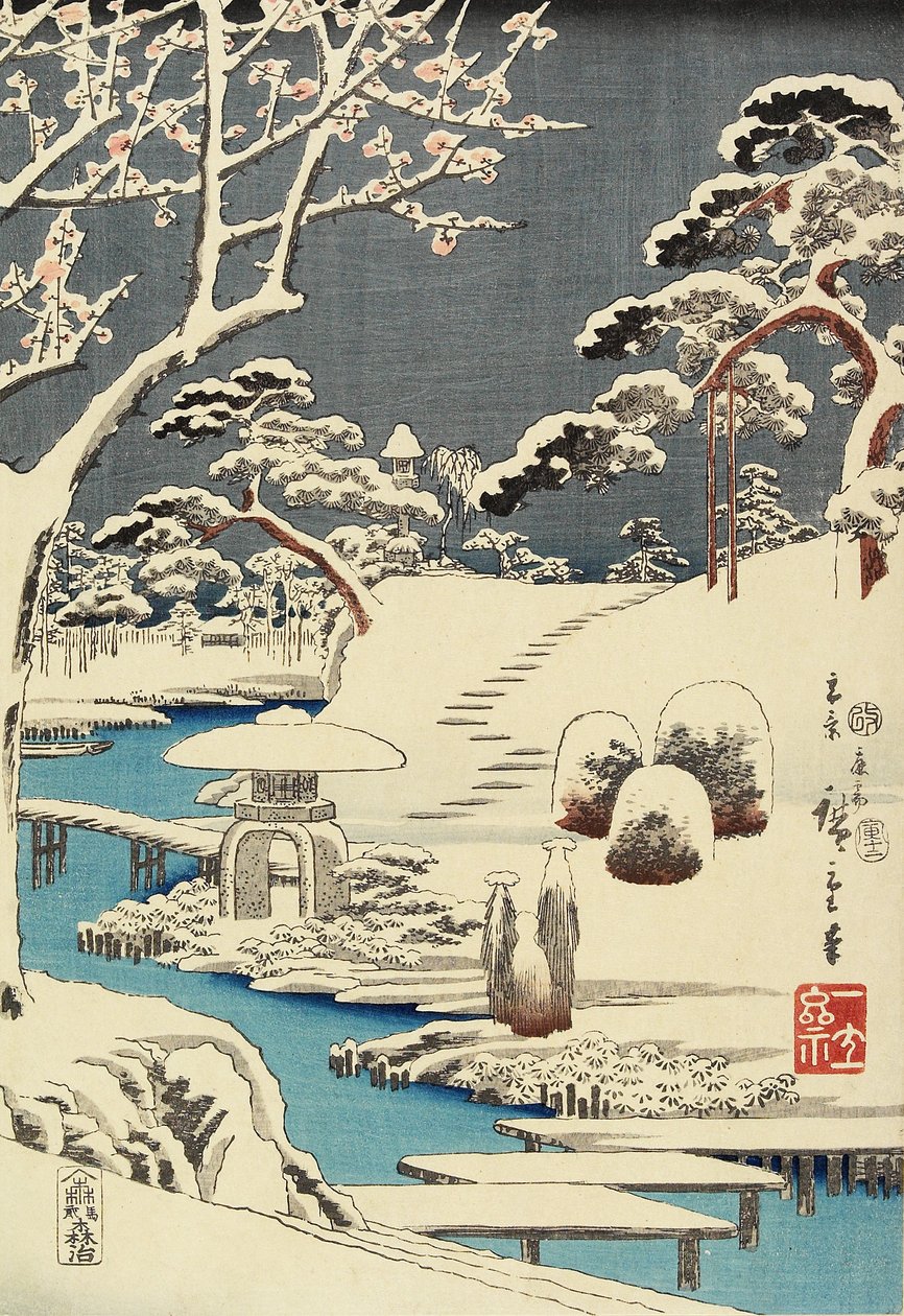 (Lumipeitteinen puutarha), joulukuu 1854 tekijältä Utagawa Hiroshige