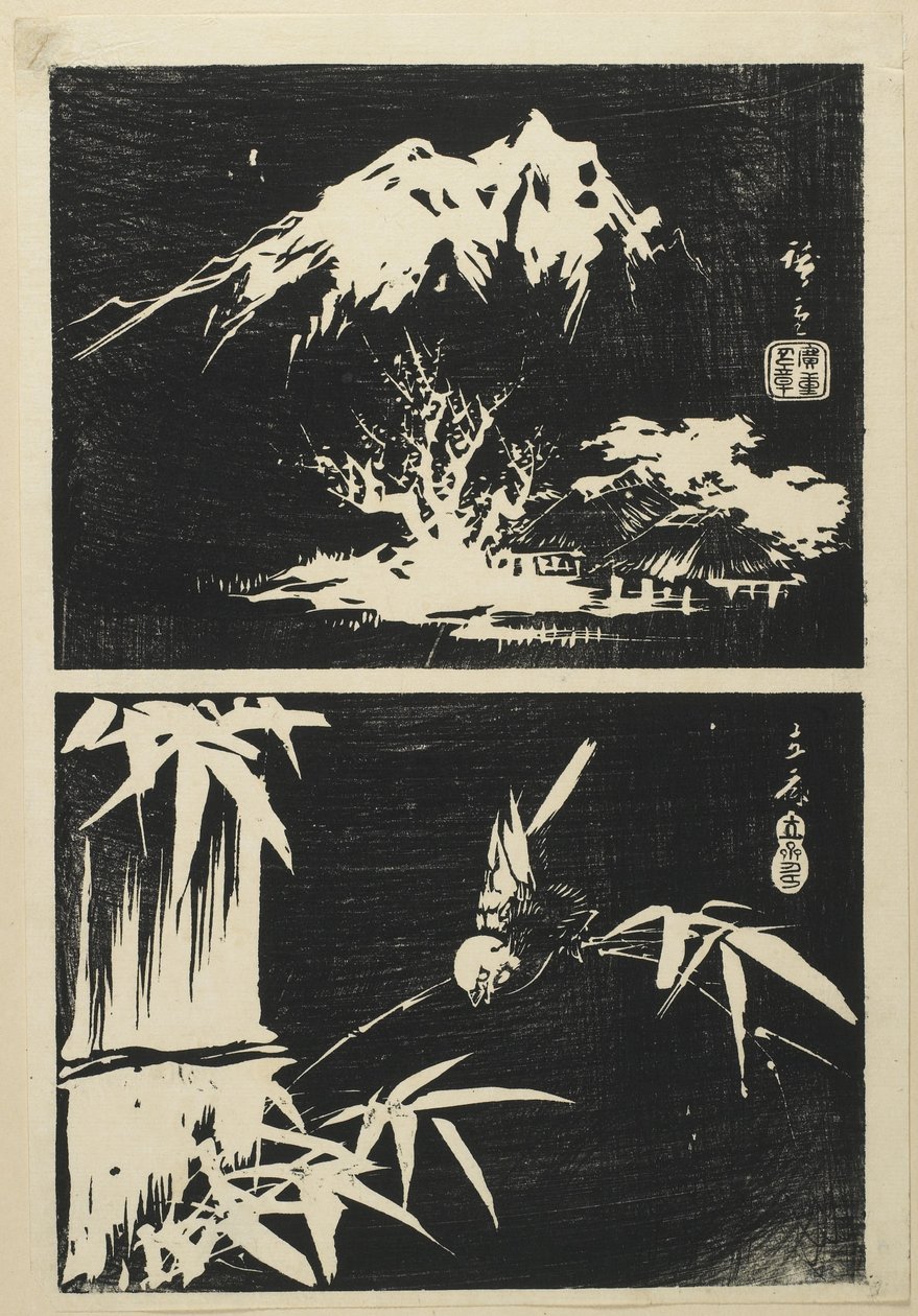 (Kaksi litografiakuvaa), 1800-luvun puoliväli tekijältä Utagawa Hiroshige