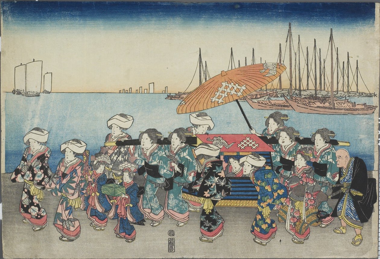 (Hääkulkue), 1800-luvun puoliväli tekijältä Utagawa Hiroshige
