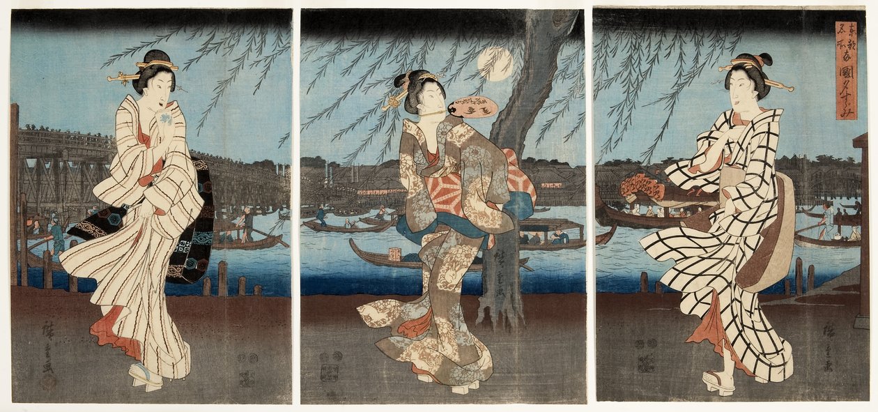 Viileä kesäilta Ryogokussa, 1848-51 (puupalikka) tekijältä Utagawa Hiroshige