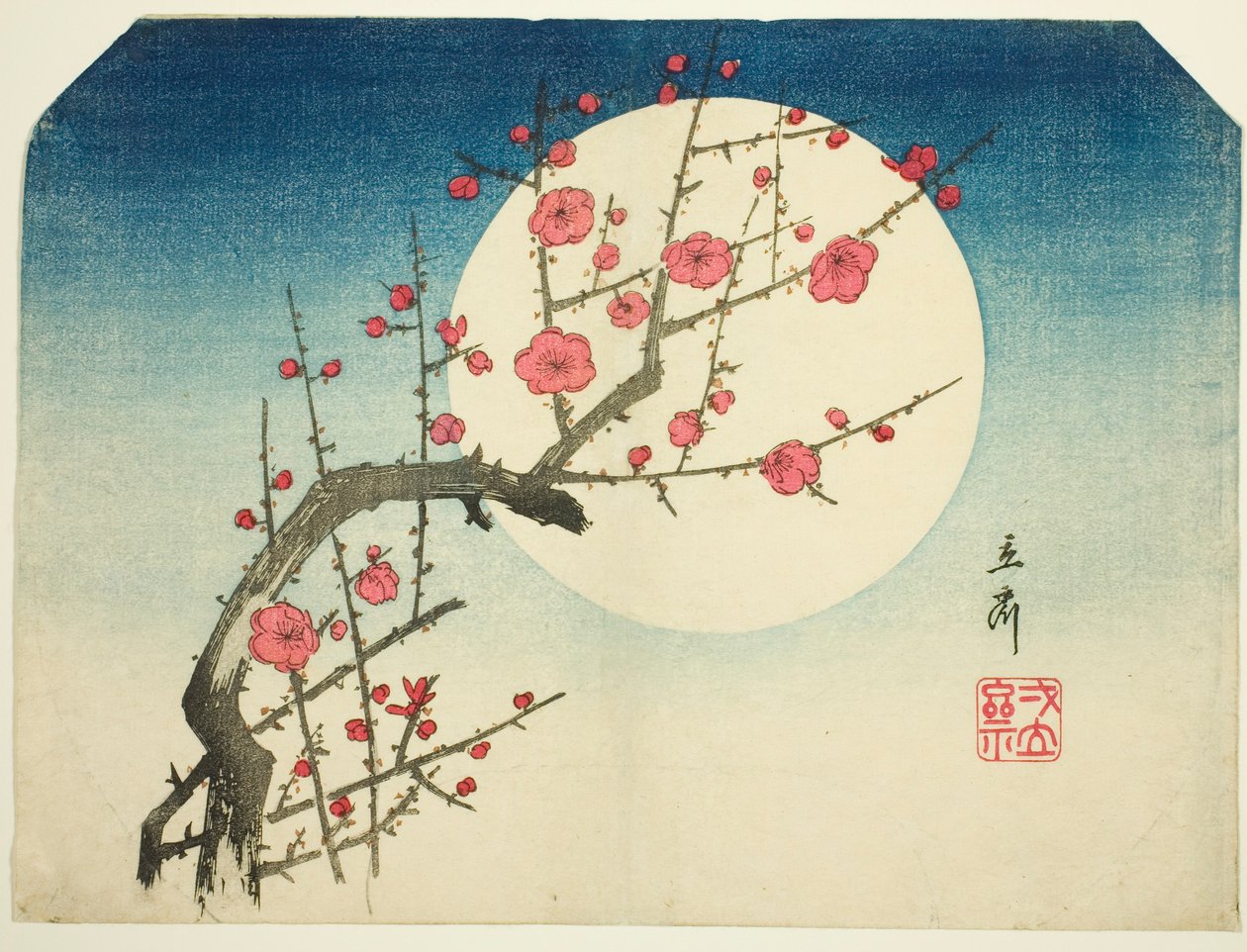 Punaisen luumun oksa kesäkuuta vastaan tekijältä Utagawa Hiroshige