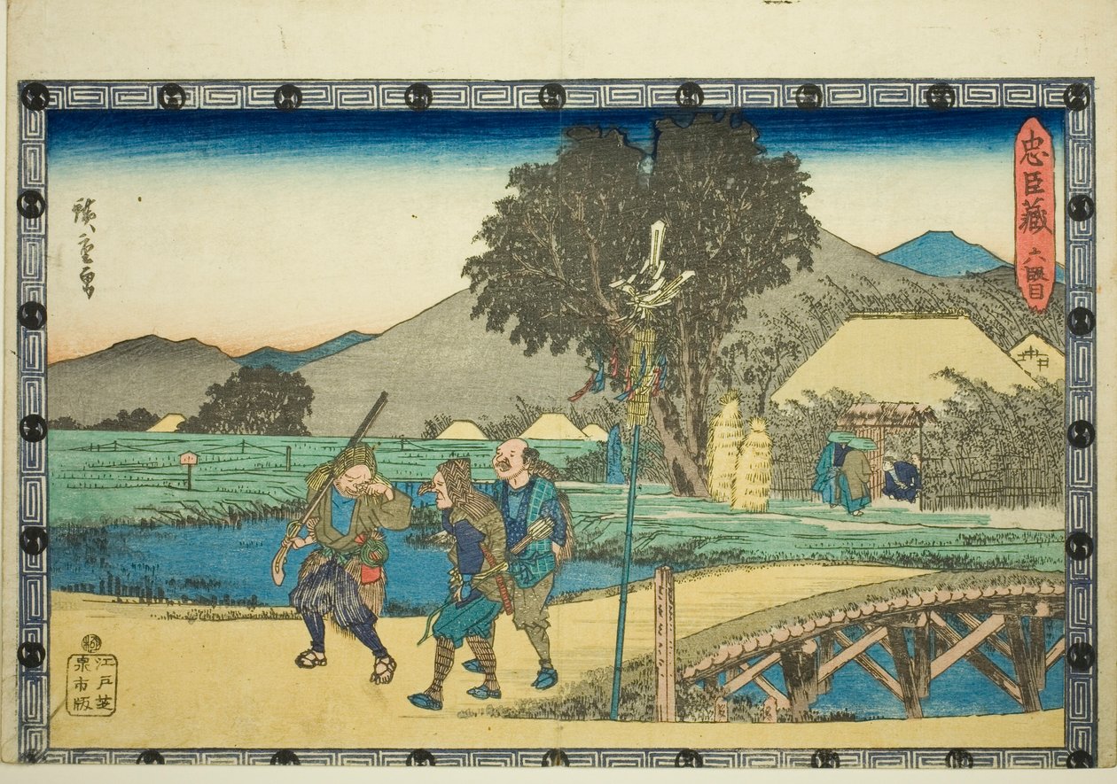 Act 6 (Rokudanme), sarjasta "Uskollisten pidättäjien kosto (Chushingura)" tekijältä Utagawa Hiroshige