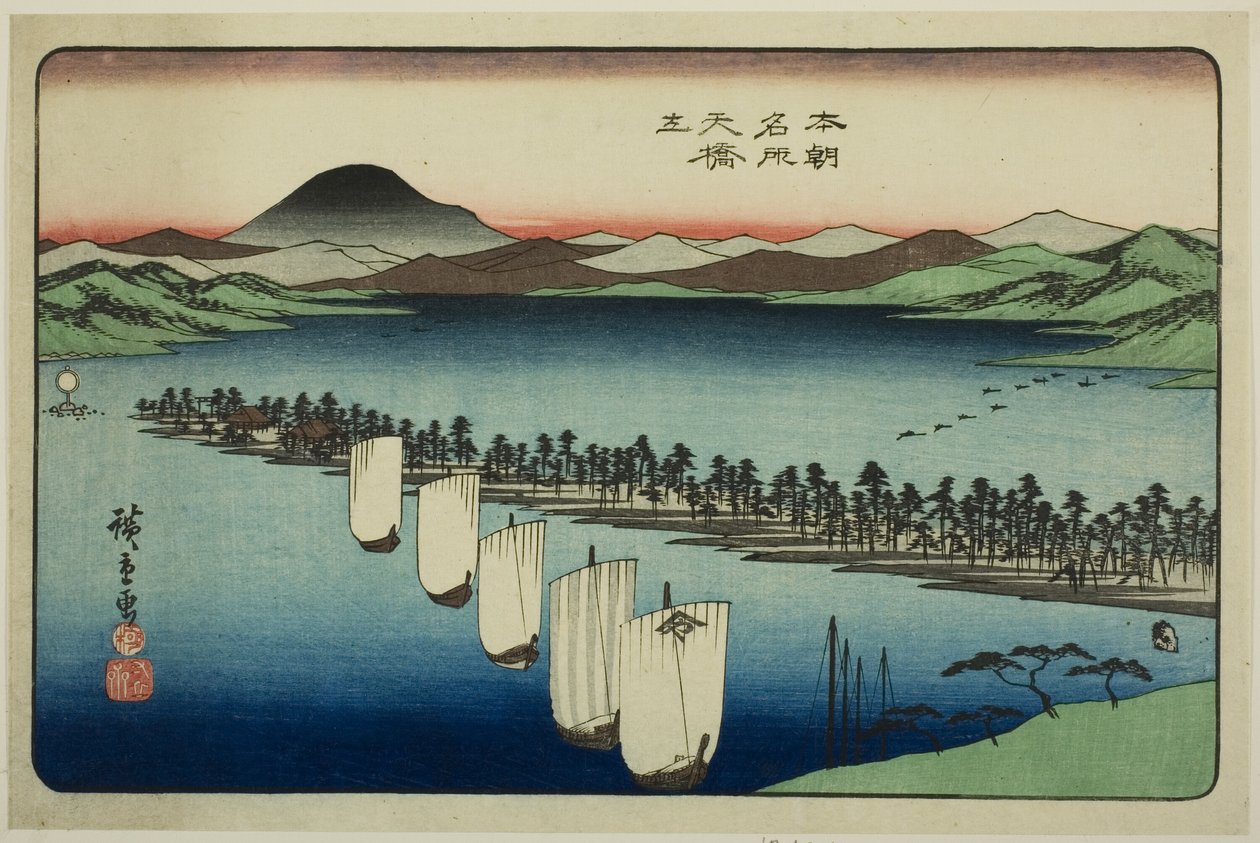 Amanohashidate, sarjasta "Japanin kuuluisat paikat (Honcho meisho)" tekijältä Utagawa Hiroshige