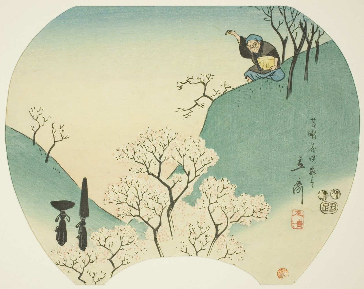 Muinainen tarina vanhasta miehestä, joka sai puut kukkaan tekijältä Utagawa Hiroshige