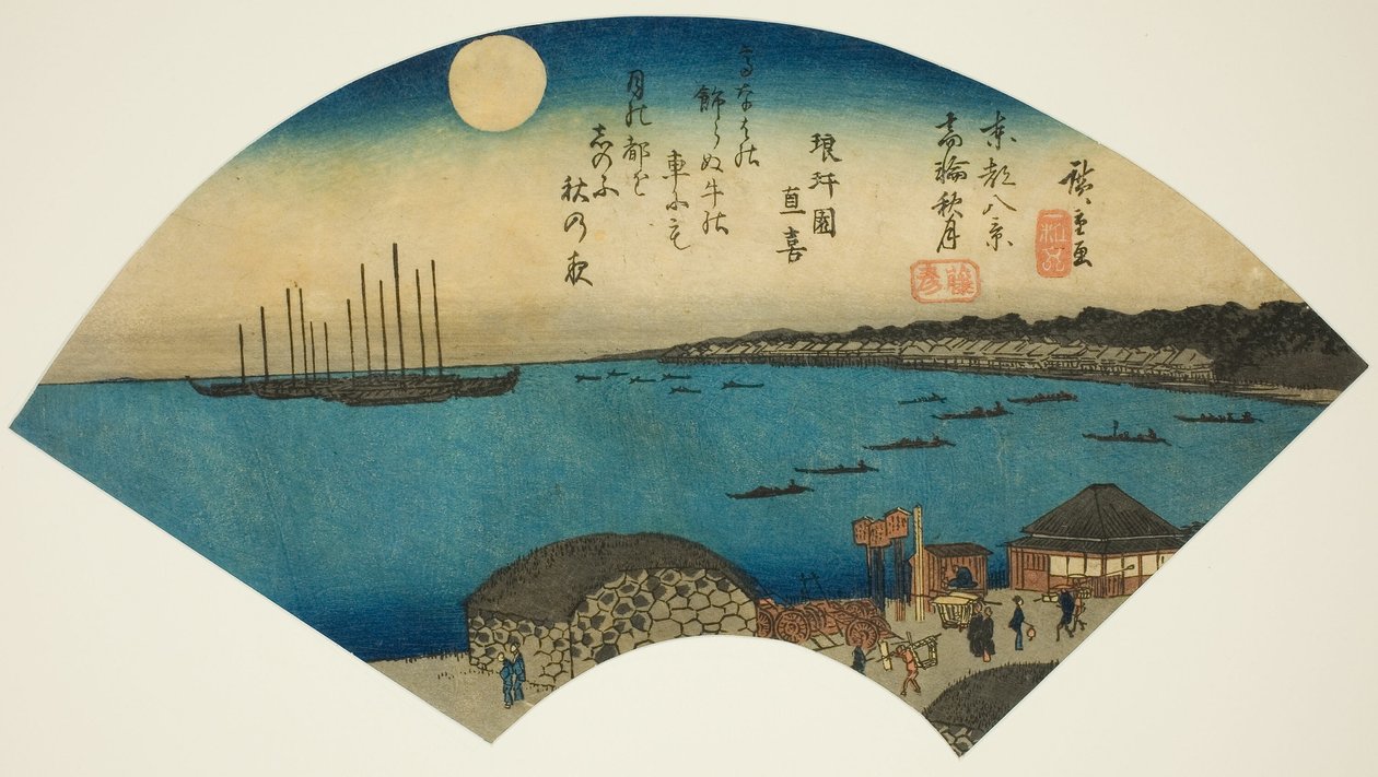 Syksykuu Takanawassa (Takanawa shugetsu), sarjasta "Kahdeksan näkymää itäpääkaupungista (Toto hakkei)" tekijältä Utagawa Hiroshige