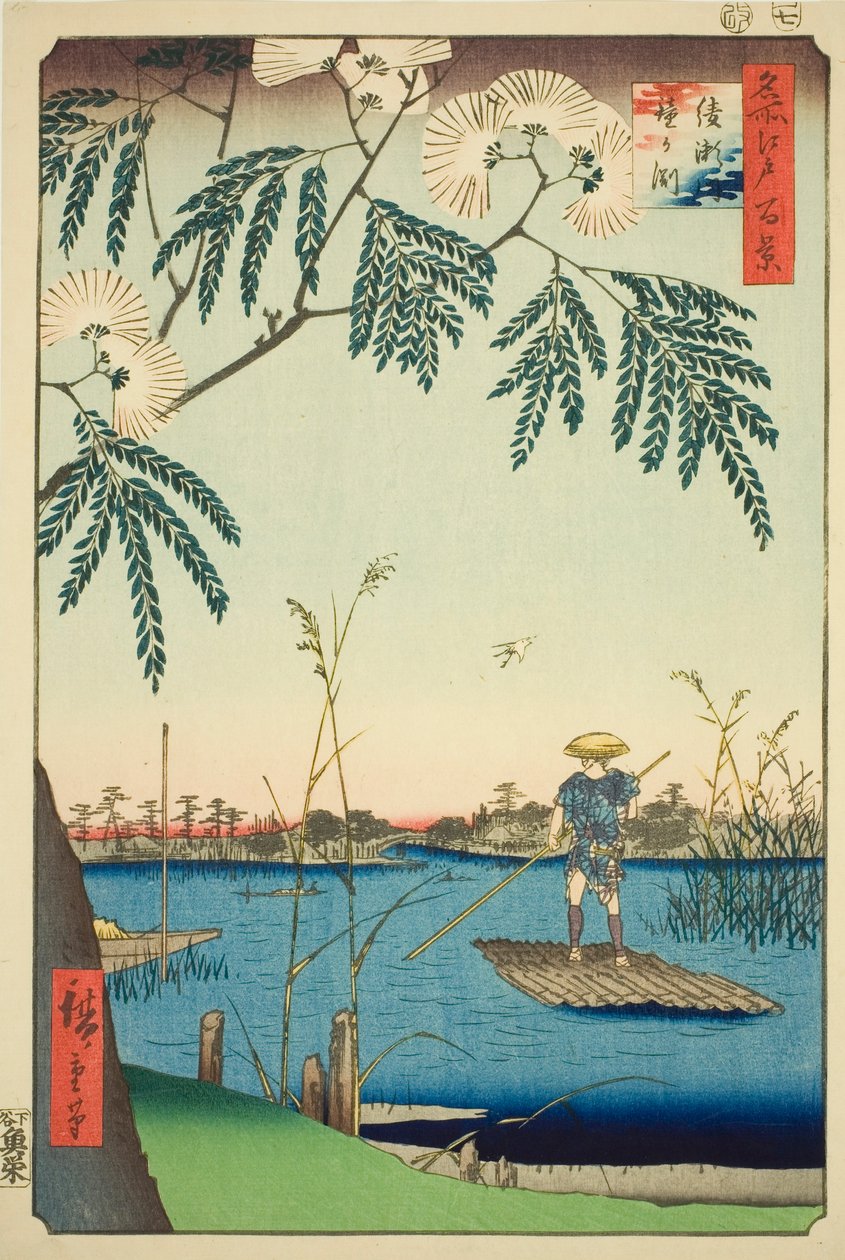 Reverend Ayase Plan d Kanegafuchi (Ayase River Kanegafuchi), sarjasta `` Harjujen harjuja d fa net s Näkymät Edoon (Sata kuuluisaa Edon näkymää)