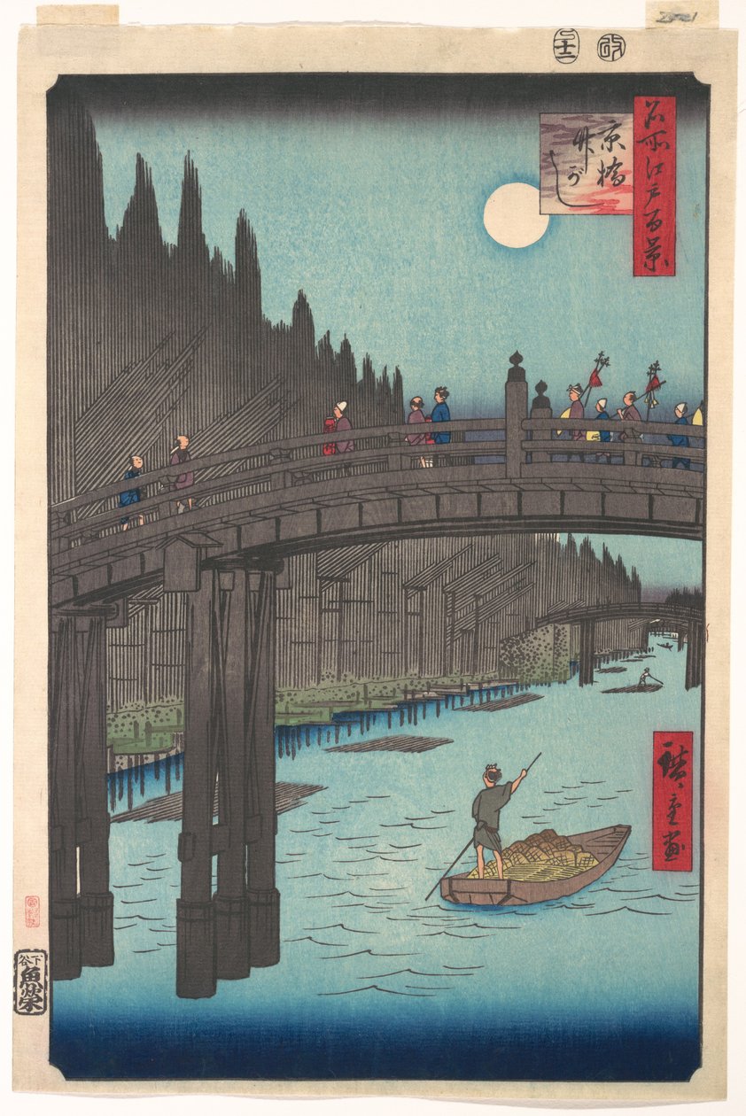 Bambumarkkinat Pääkaupunginsillalla tekijältä Utagawa Hiroshige