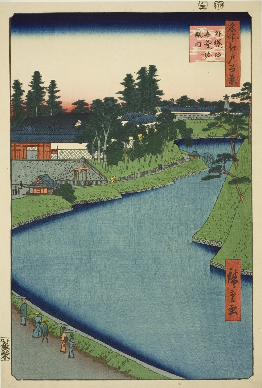 Benkei Lisää Soto-Sakuradasta ja Koji-chosta (Sakurada Benkei-bori Koji-chon ulkopuolella), te-sarjasta ``Ridge dre d Fa net s Views of Edo (Sata kuuluisaa näkymää Edoon)