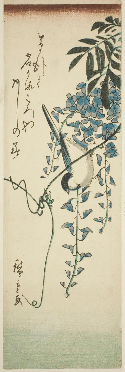 Lintu ja wisteria tekijältä Utagawa Hiroshige