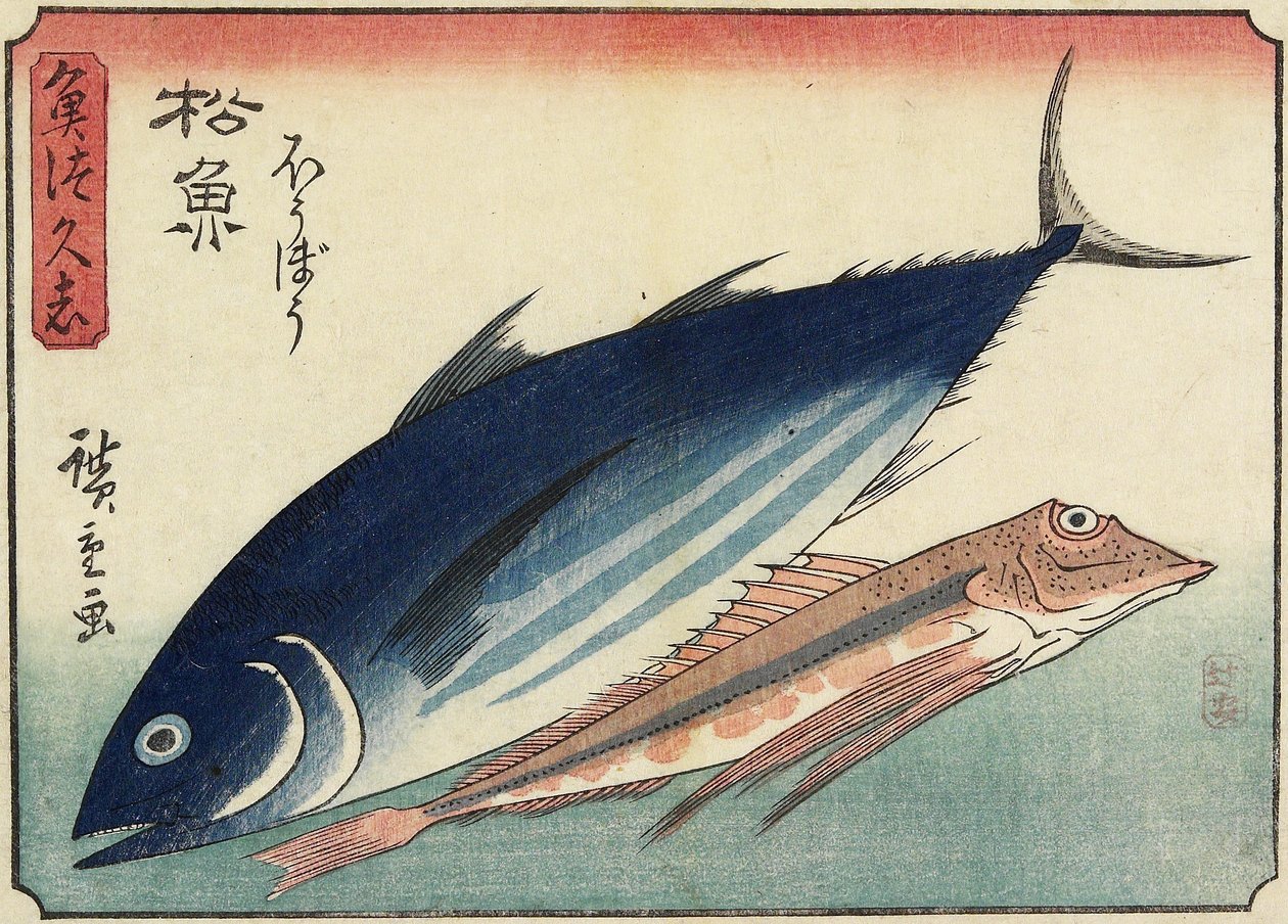 Bonito ja Gurnard, 10-9 tekijältä Utagawa Hiroshige