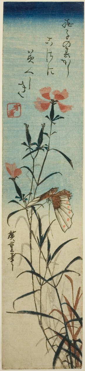 Perhonen ja pinkit tekijältä Utagawa Hiroshige