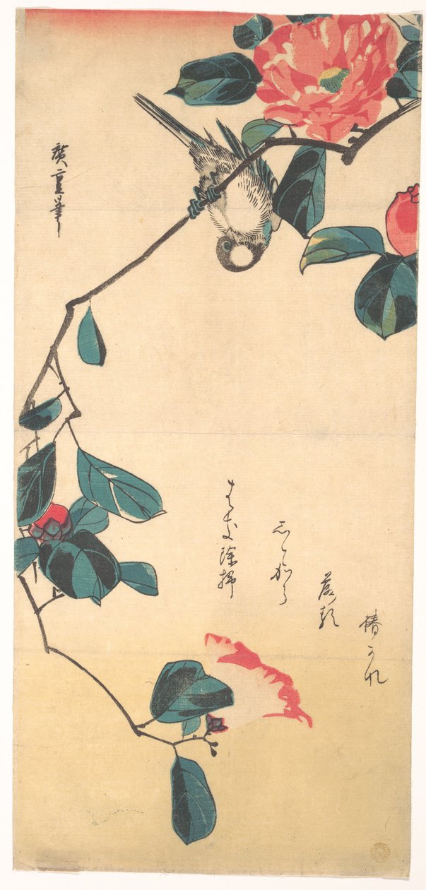 Kamelie und Gimpel tekijältä Utagawa Hiroshige