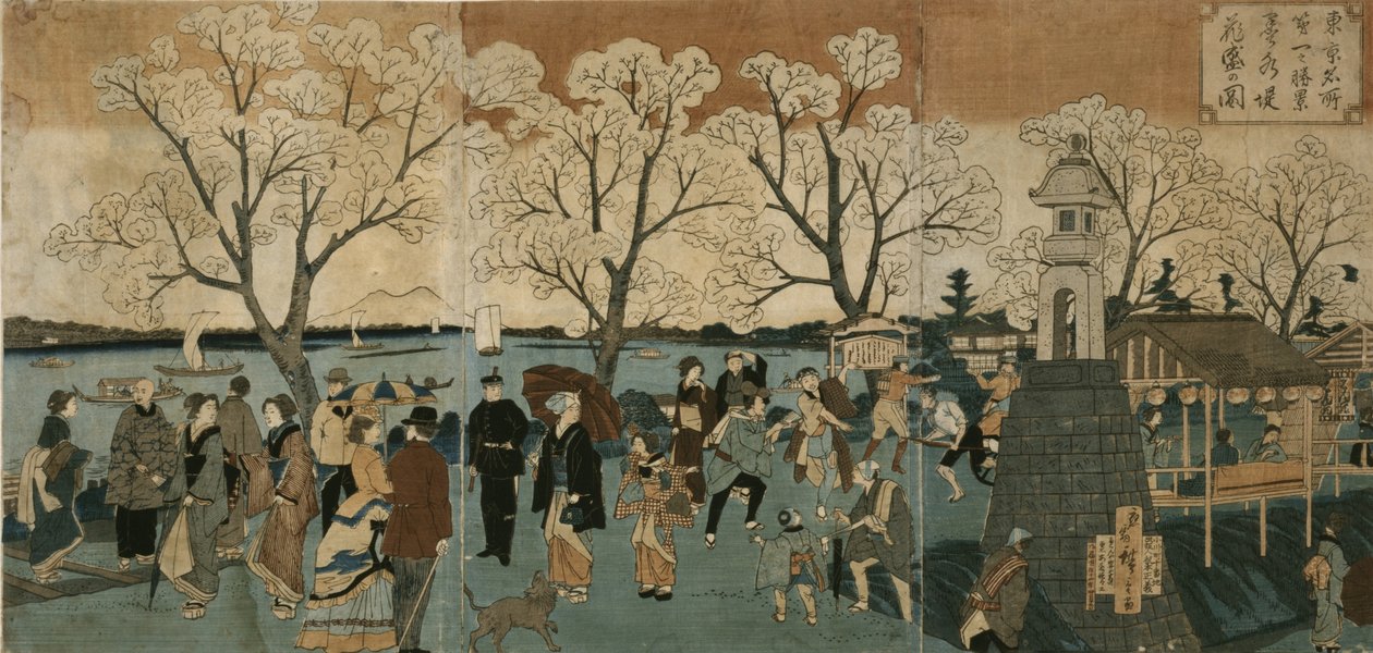 Chery b ぉ sso MS jäsen Täysi b ぉ m Aong g Sumida River. Kuva Makimizun kääreestä kukinnan tekijältä Utagawa Hiroshige