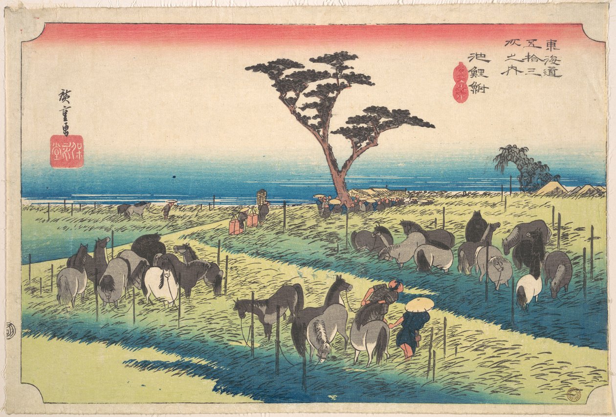 Chiryu, kesäinen hevosmarkkina tekijältä Utagawa Hiroshige