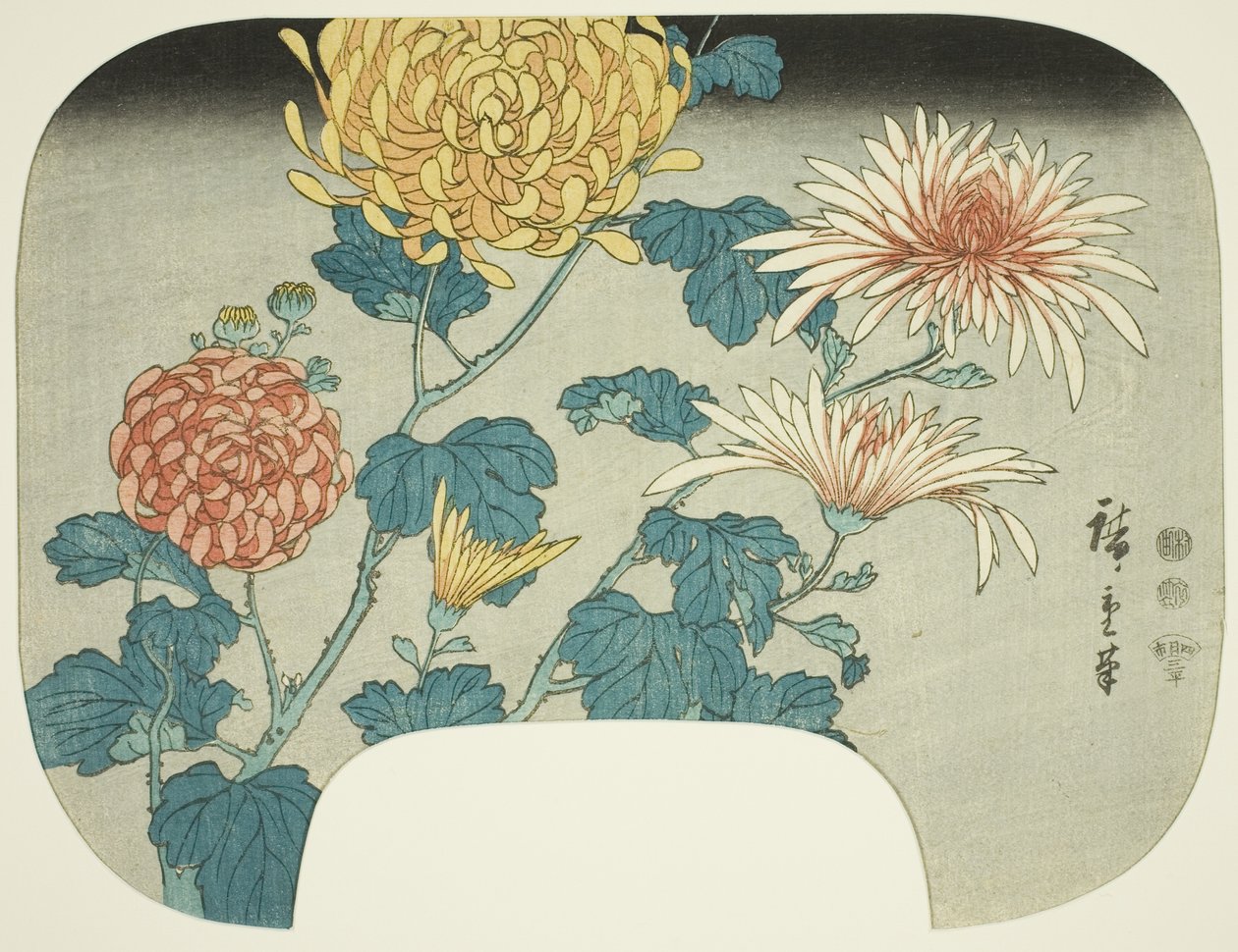 Krysanteemit tekijältä Utagawa Hiroshige