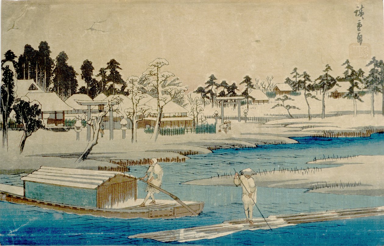 Lumisateen laantuminen Masakissa tekijältä Utagawa Hiroshige
