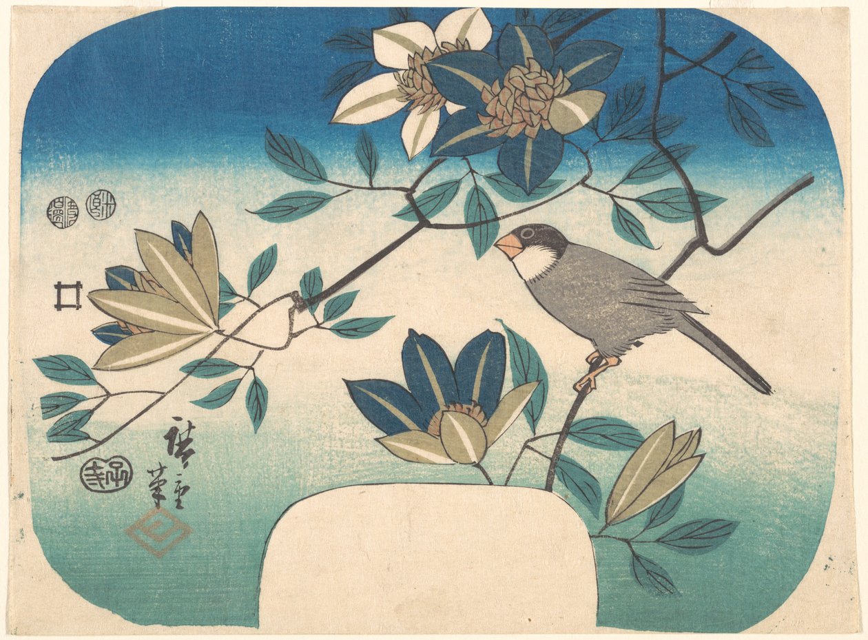 Kärhö ja lintu tekijältä Utagawa Hiroshige