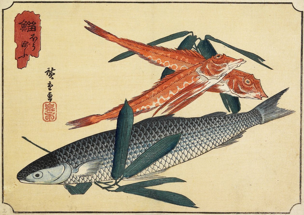 Turska ja Gurnard, 1800-luvun alku tekijältä Utagawa Hiroshige