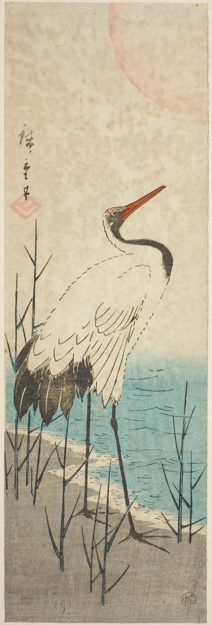 Nosturi ja aurinko tekijältä Utagawa Hiroshige