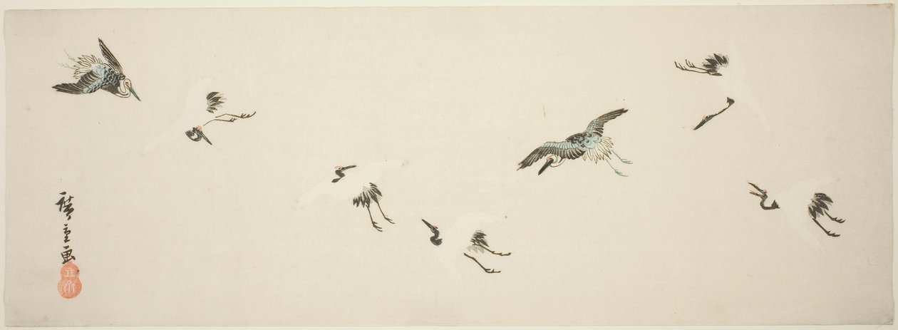 Nosturit lennossa tekijältä Utagawa Hiroshige