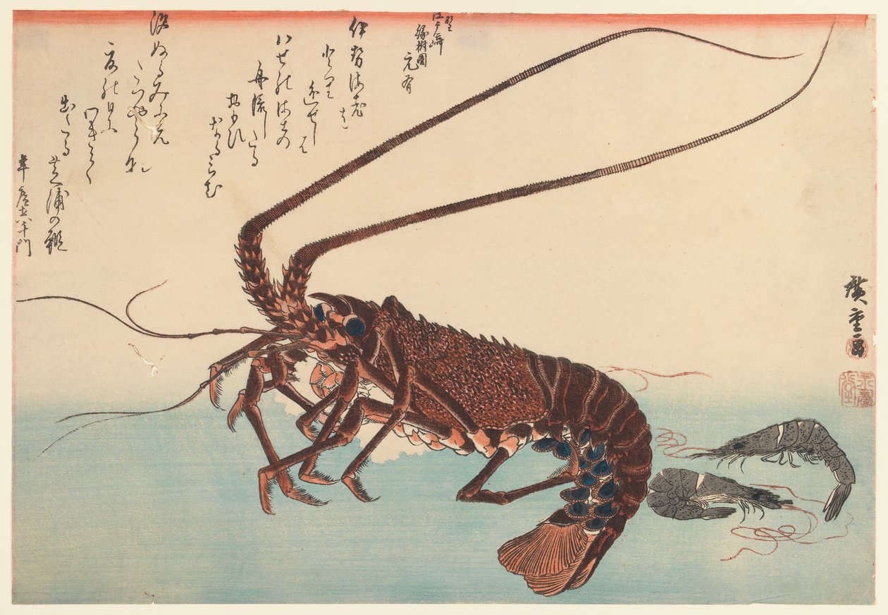 Rapu ja kaksi katkarapua, Great Fish -sarjasta (alkoi 1832), 1840 (värillinen puupainatus) tekijältä Utagawa Hiroshige