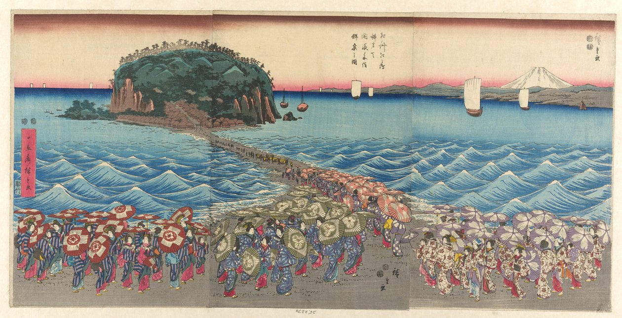 Crowd Viz Ching Benzaiten Shline Enoshima Kazusa Sagami P Lovinse tekijältä Utagawa Hiroshige
