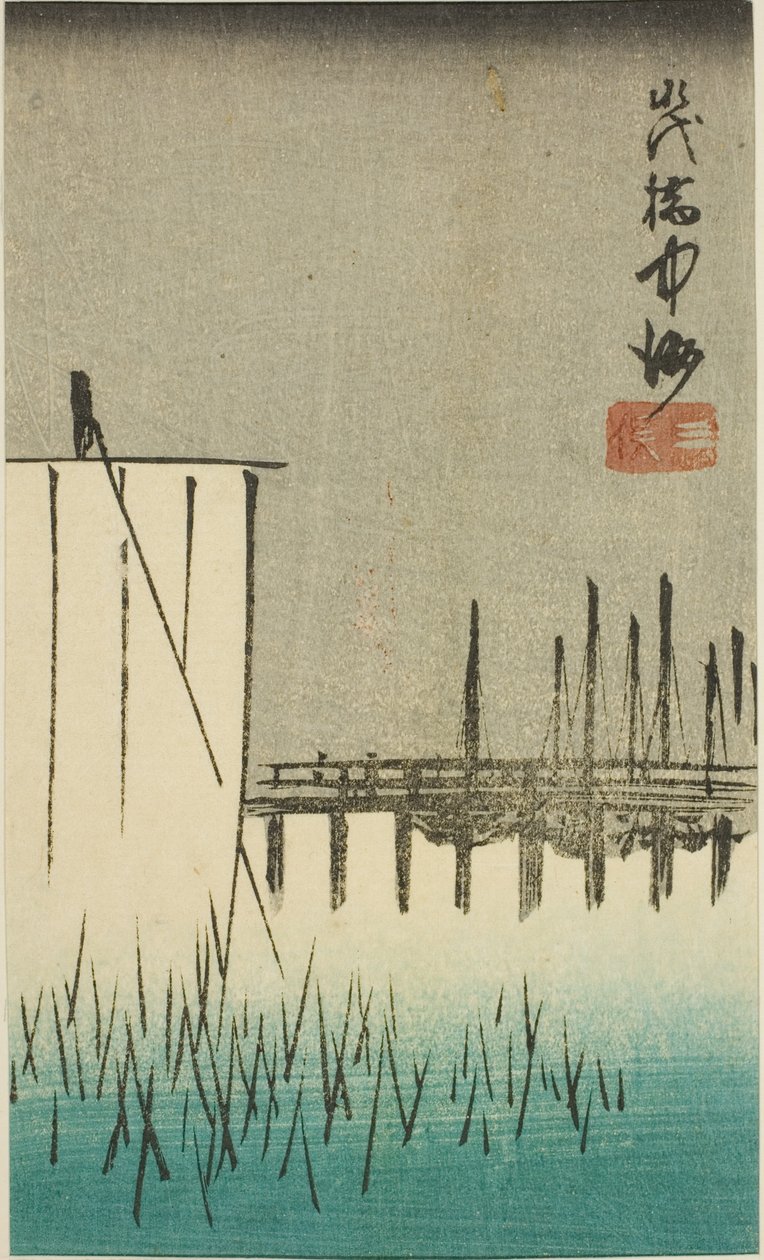 Eitai silta, Nakasu ja Mitsumata Harimaze Koto Meisho” tekijältä Utagawa Hiroshige