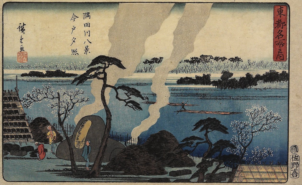 Evening Glow at Imado, n. 1840-1842 tekijältä Utagawa Hiroshige