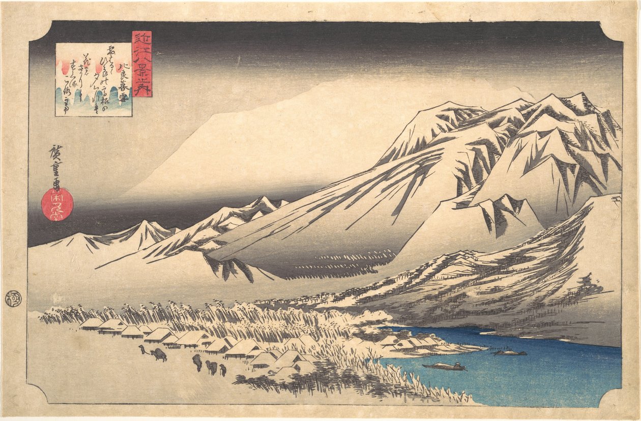 Iltalumi Hira-vuorella tekijältä Utagawa Hiroshige